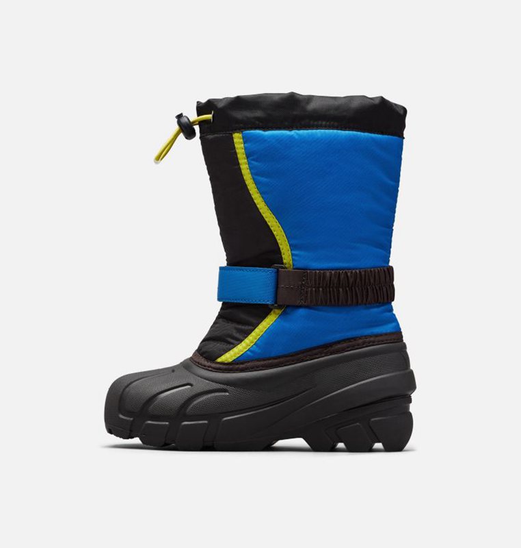 Kids Snow Boots Black/Blue - Sorel Childrens Flurry™ - 076-BMICGU